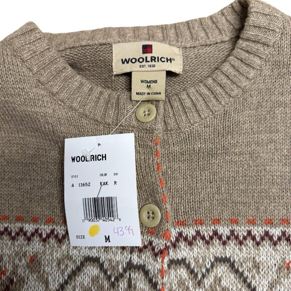 WOOLRICH CARDIGAN SWEATER KNIT BUTTON RIBBED WOMENS M NEUTRAL COTTAGECORE NEW - Picture 5 of 8